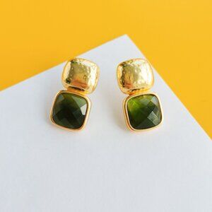 Catalina Gold Jade Green Earrings by Julie Vos